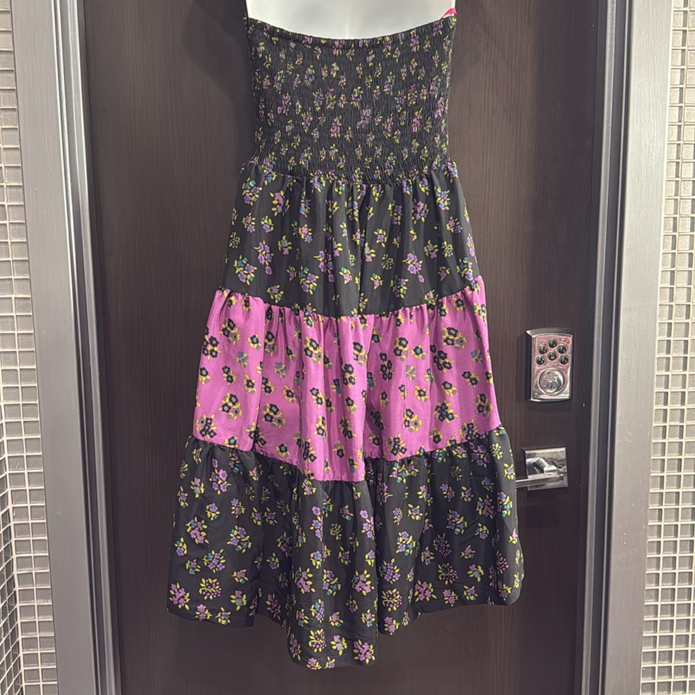 Vintage Y2K Betsey Johnson Strapless Floral Dress – Purple & Black (Size 10) - Picture 3 of 4
